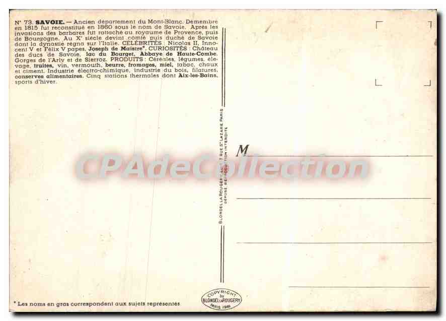 CPSM Savoie Joseph de Maistre Curiosites chateau des Ducs lac du Bourget Abbaye de haute Combe Beurr — Rückseite