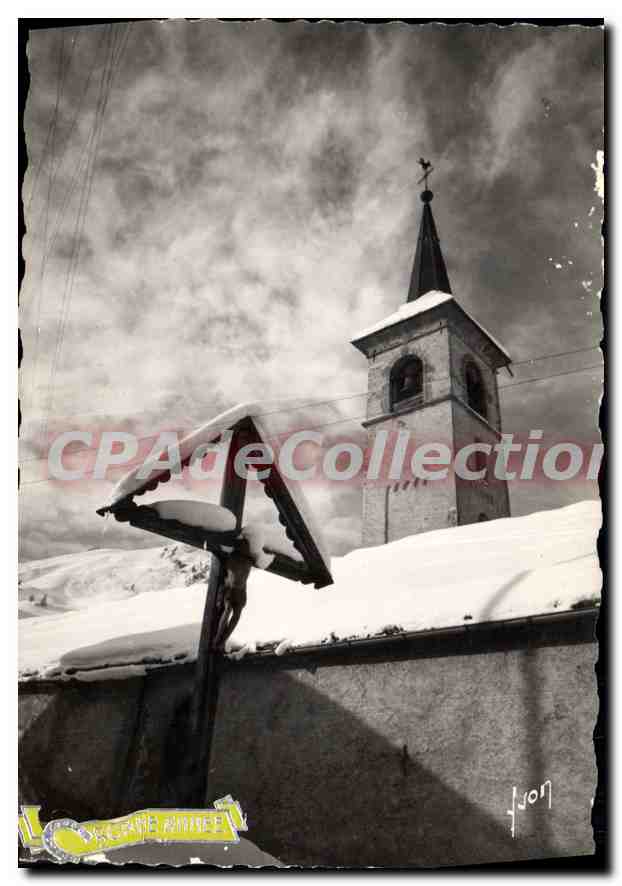 CPA Tignes Savoie Calvaire et Clocher de l'eglise et clocher de l'eglise en hiver 