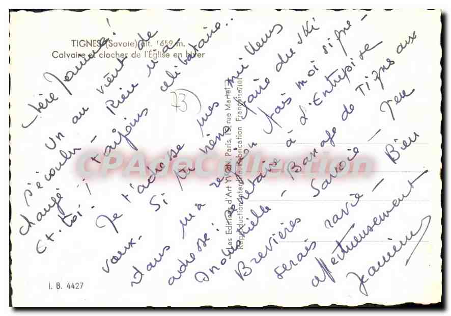CPA Tignes Savoie Calvaire et Clocher de l'eglise et clocher de l'eglise en hiver  — Rückseite
