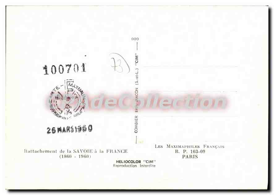CPA Rattachement de la savoie a la France  — Rückseite