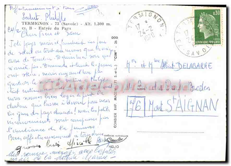 CPSM Termignon Savoie entree du pays  — Rückseite