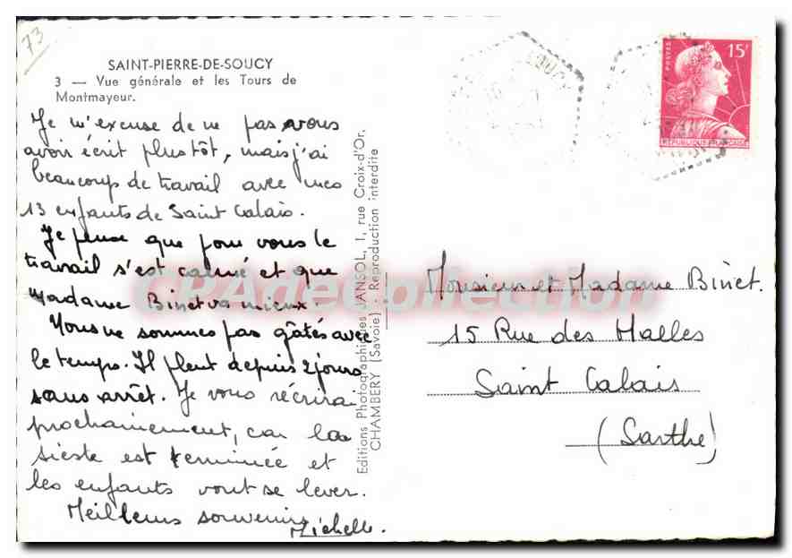 CPSM Saint Pierre de Soucy vue generale et les Tours de Montmayeur  — Rückseite