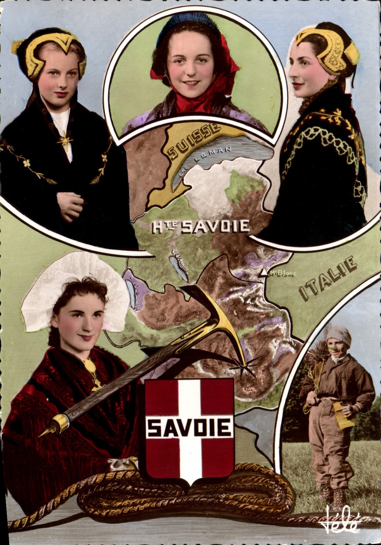 CPSM Costumes de tarentaise Maurienne et le Ramneur 