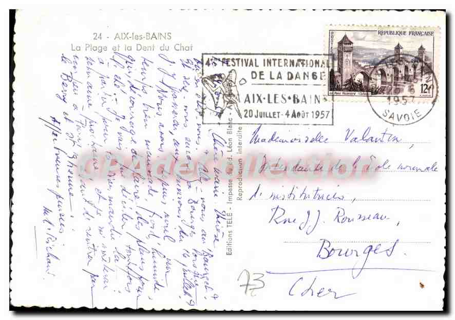 Aix-les-Bains — La Plage et la Dent du Chat — Éditions Télé — Verso