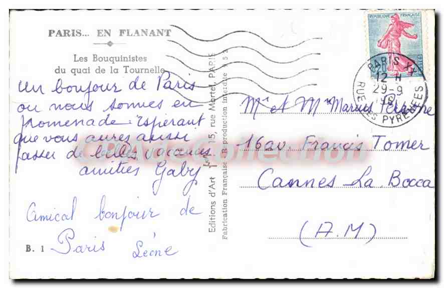 Les Bouquinistes du quai de la Tournelle — Paris — Éditions d'Art, Paris — Verso