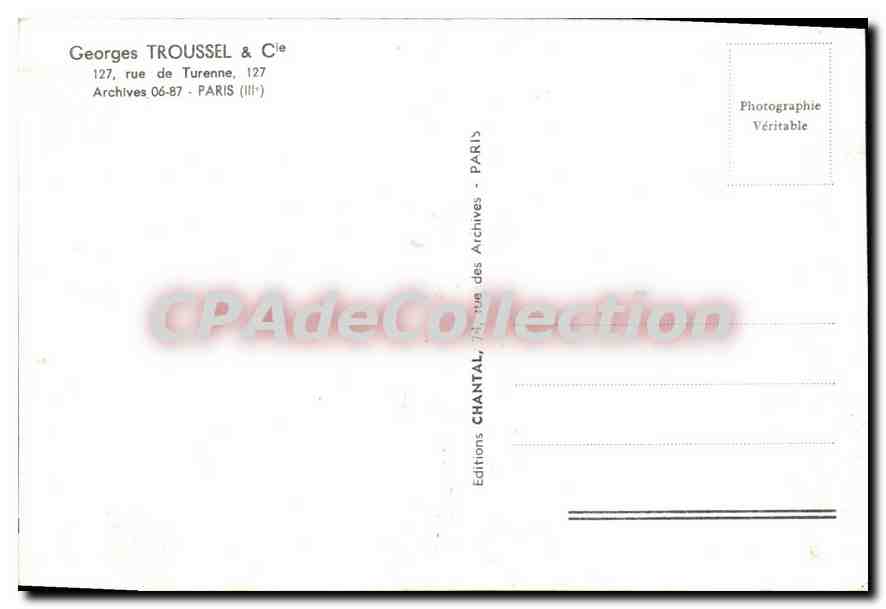 CPA Georges Troussel Rue de Turenne Paris  — Rückseite