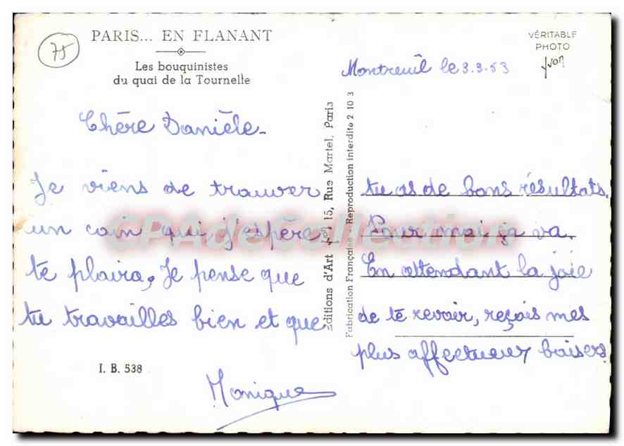 Paris — Die Buchständchen am Quai de la Tournelle — Verlag J. Von — Rückseite