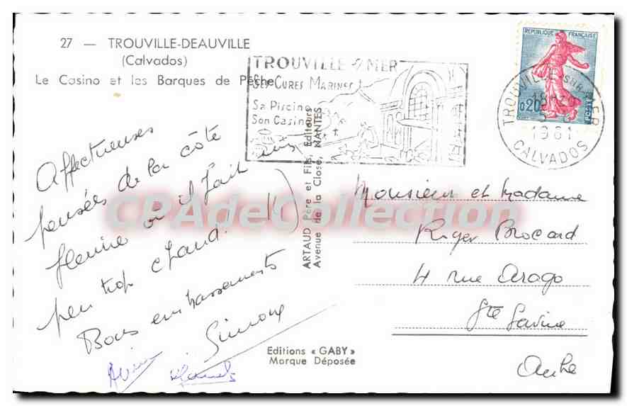 CPA Trouville Deauville Calvados Le Casino et les Barques de Peche  — Back