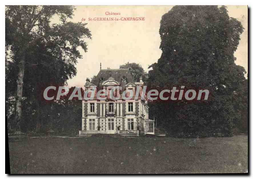 Schloss St-GERMAIN-la-CAMPAGNE — Ansicht des Schlosses, umgeben von Bäumen — Verlag nicht sichtbar