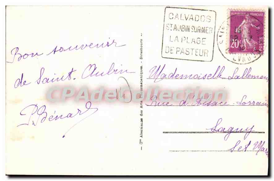 St-Aubin - Die Badezeit — Antike Ansichtskarte, n°72 — Rückseite