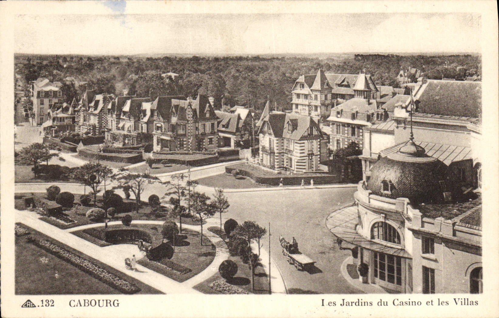 Cabourg — Die Gärten des Casinos und die Villen — Antike Ansichtskarte Nr. 132, Verlag Antike Ansichtskarte des Arts Photo Mécanique