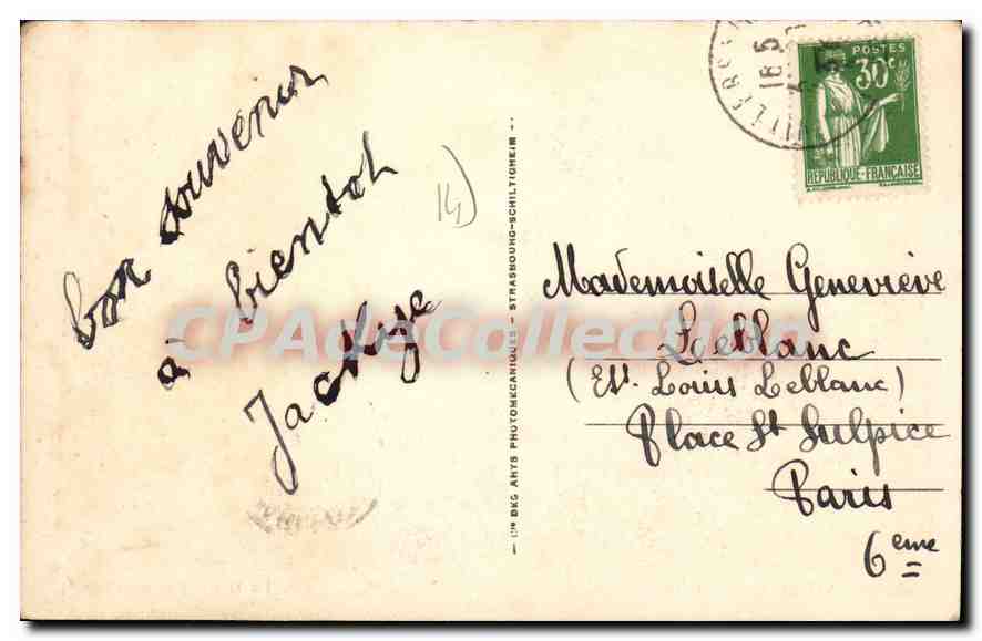 Villers-sur-Mer — La Digue bei stürmischem Wetter — Dez. 1931, Verlag Calv. Nr. 31 — Rückseite