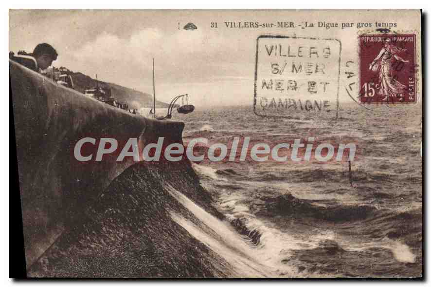 Villers-sur-Mer - Die Digue bei Sturm — unbekannter Verlag, n° 31