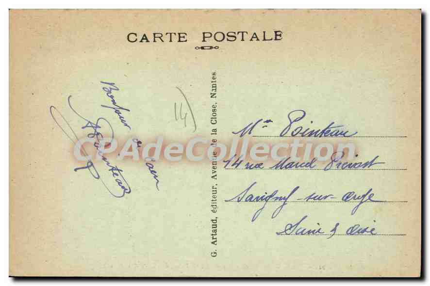 Caen — Boulevard des Alliés et Tour des Gens d'Armes — G. Artaud, éditeur, Nantes — Verso