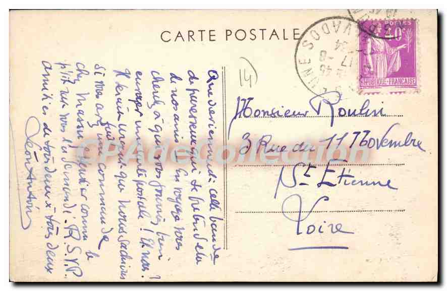 Langrune-sur-Mer (Calvados) — La Basse Digue — Coll. Obin — Verso
