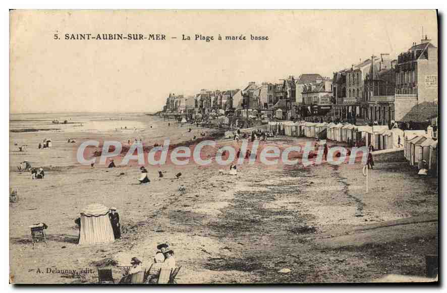 Saint-Aubin-sur-Mer — La Plage à marée basse — A. Delauney, edit.