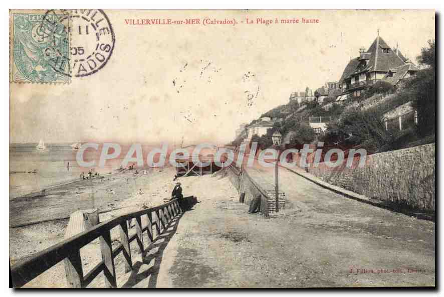 Villerville-sur-Mer (Calvados) — La Plage à marée haute — Filinot, phot.-édite, Lille