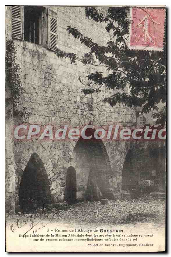 Ruines de l'Abbaye de Grestain — Étage inférieur de la Maison Abbatiale — Imprimeur Seseau, Honfleur