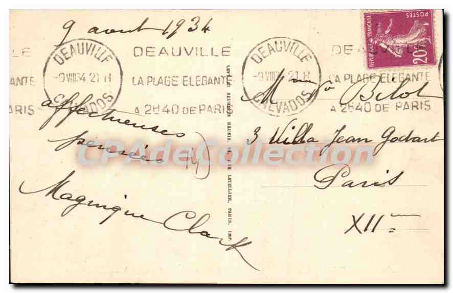 CPA Deauville Plage Fleurie Rue de l'Ecluse Normandy hotel  — Rückseite