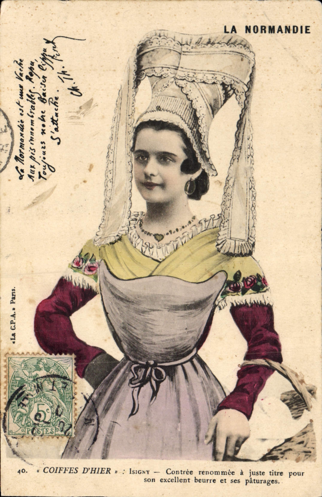 Femme en coiffe normande — La Normandie — La C.P.A. Paris, n°40