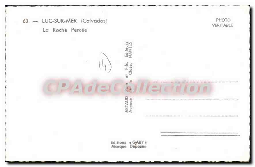 Luc-sur-Mer — La Roche Percée — Verlag Gaby, Nantes, Nr. 60 — Rückseite