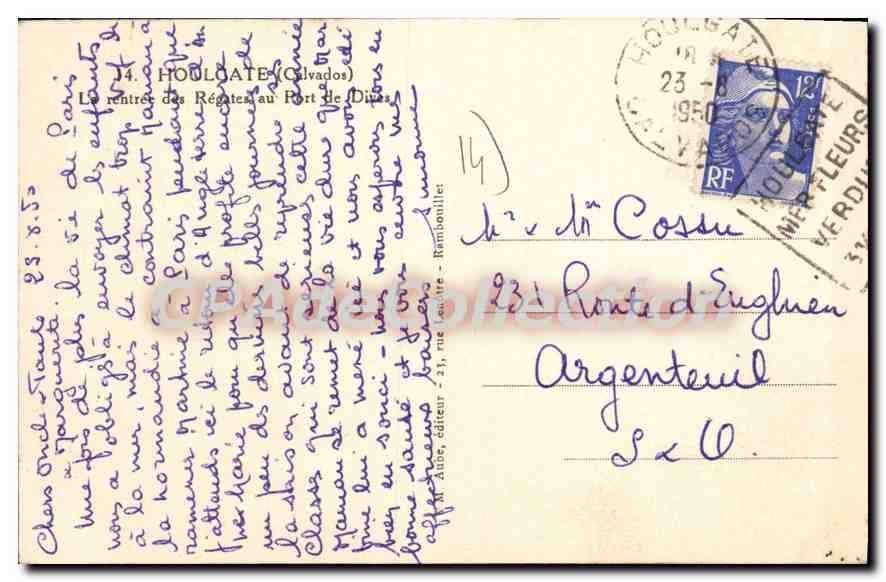 Houlgate (Calvados) — Le centre des Régates au Port de Dives — éditeur Aibs, n°14 — Verso