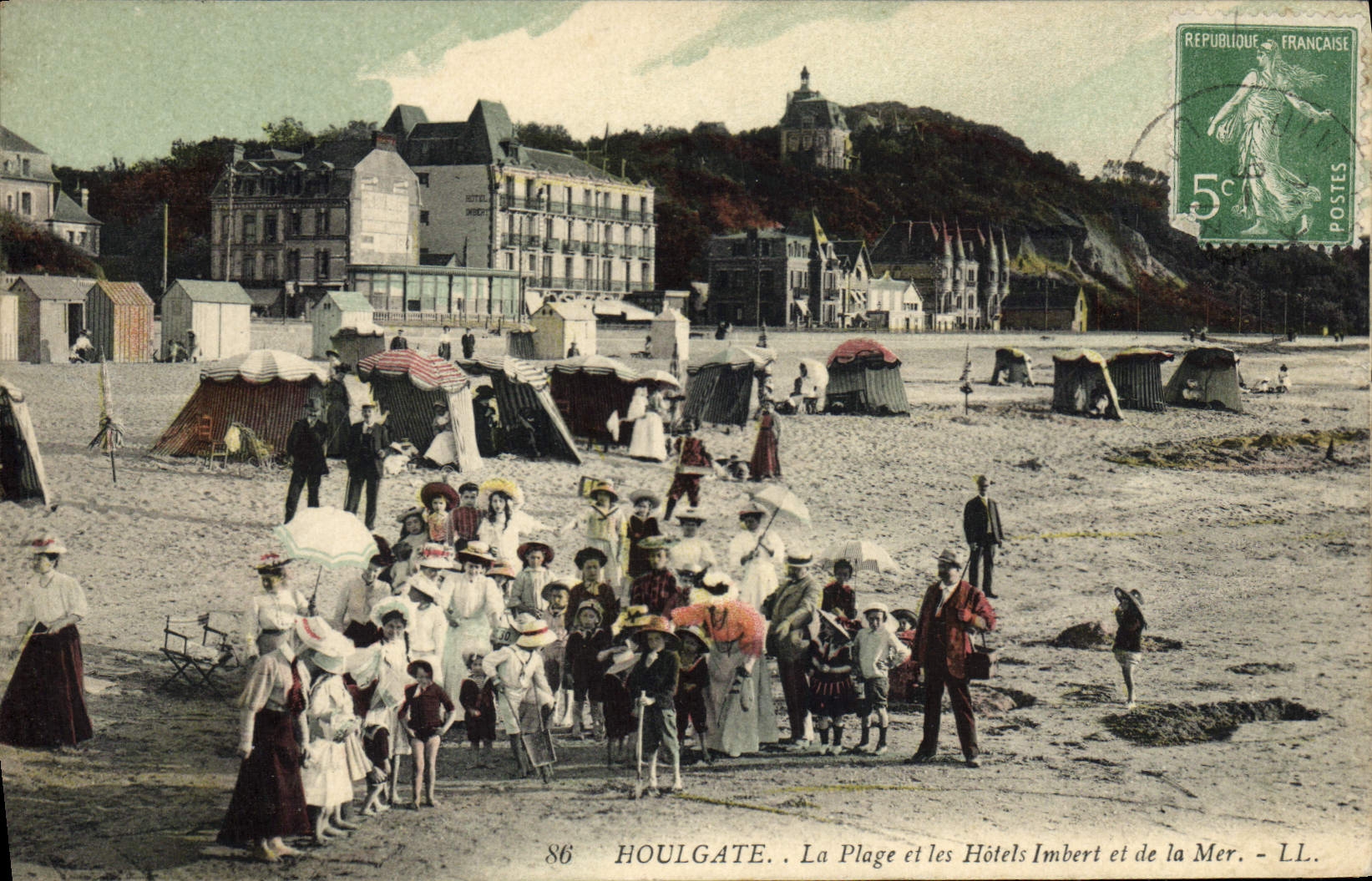 Houlgate — La Plage et les Hôtels Imbert et de la Mer — LL. n°86