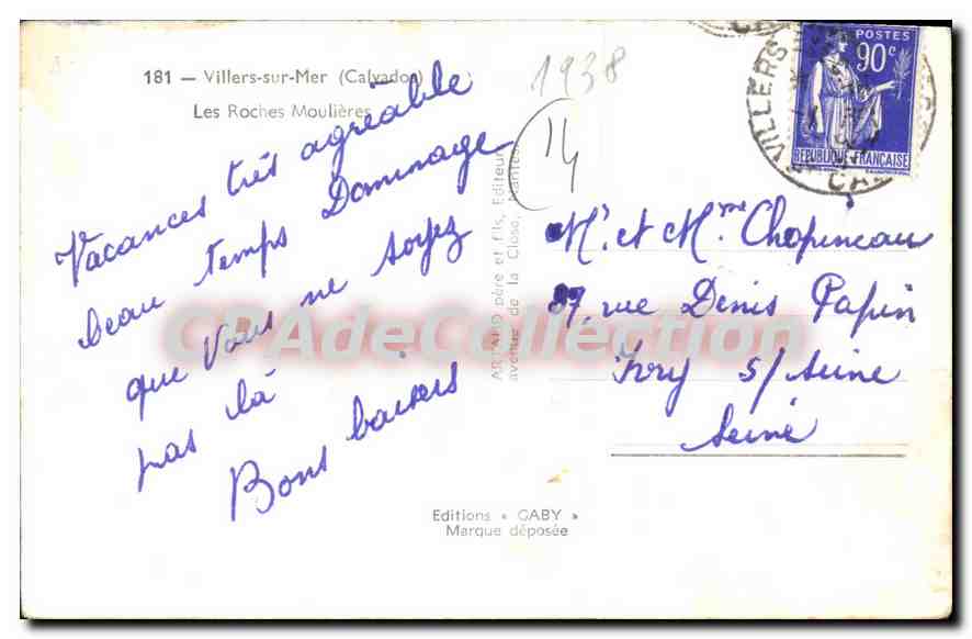 Les Roches Moulières — Villiers-sur-Mer (Calvados) — Éditions Gaby — Achterkant