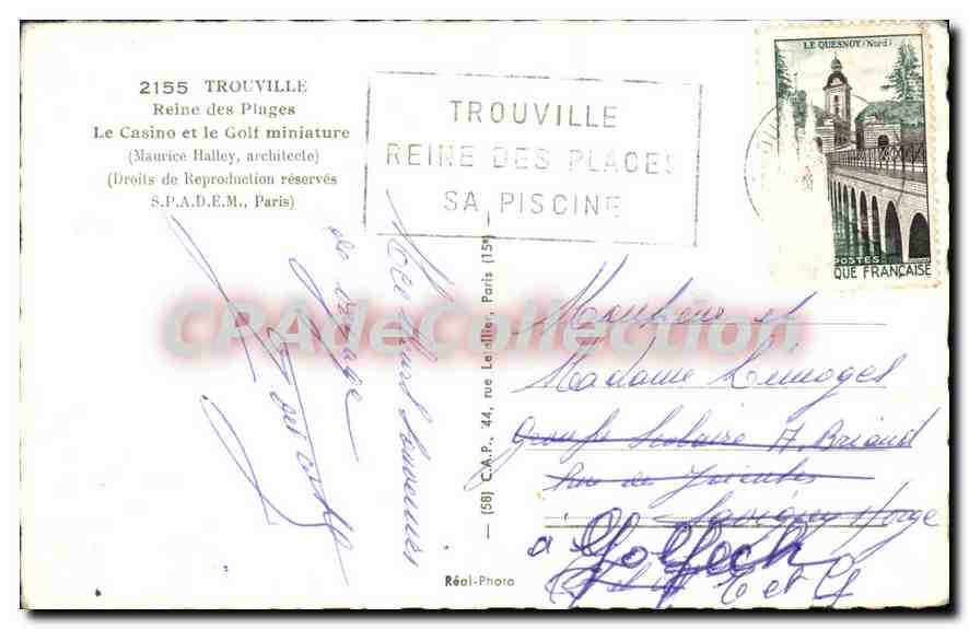 CPA Trouville Reine des plages le casino et le Gold Miniature  — Back