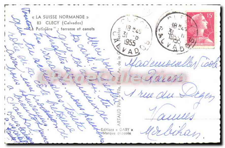 CPA La Suisse Normande Clecy Calvados la Potiniere Terrasse et Canots  — Rückseite