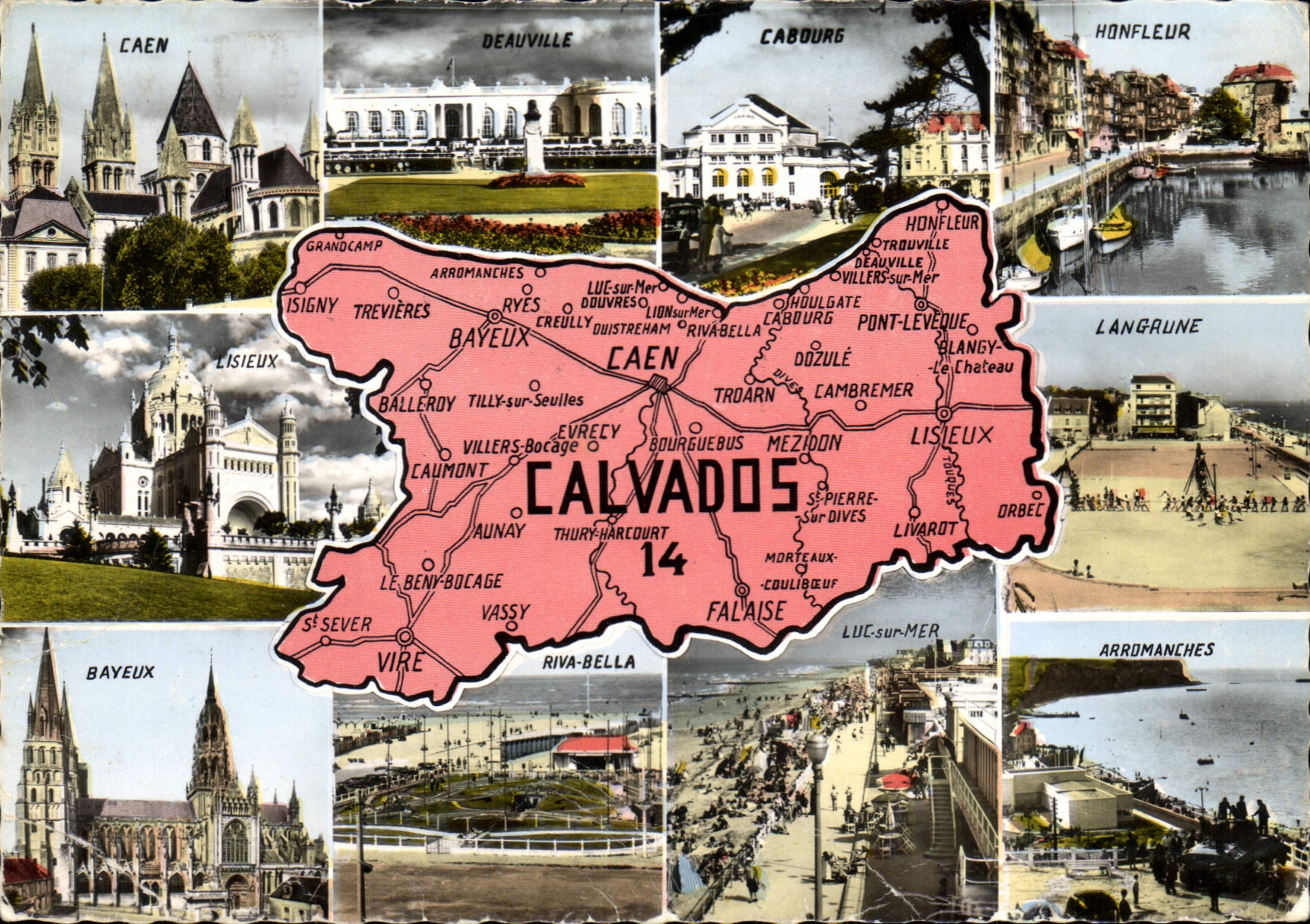 Calvados — Carte postale panoramique avec carte du département — éditée par Arts Photocénotiques