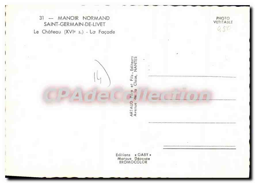 Manoir Normand — Saint-Germain-de-Livet — Éditions Gaby — Verso
