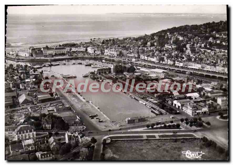 TROUVILLE-DEAUVILLE (Calvados) — Vue aérienne - Le Port — Editions J. COMBIER, Macon