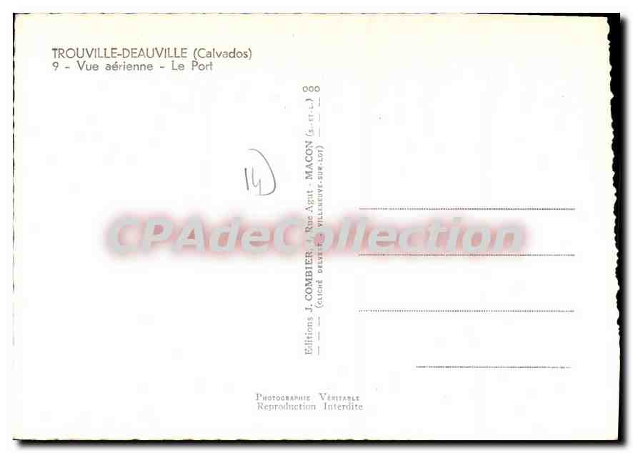 TROUVILLE-DEAUVILLE (Calvados) — Vue aérienne - Le Port — Editions J. COMBIER, Macon — Achterkant