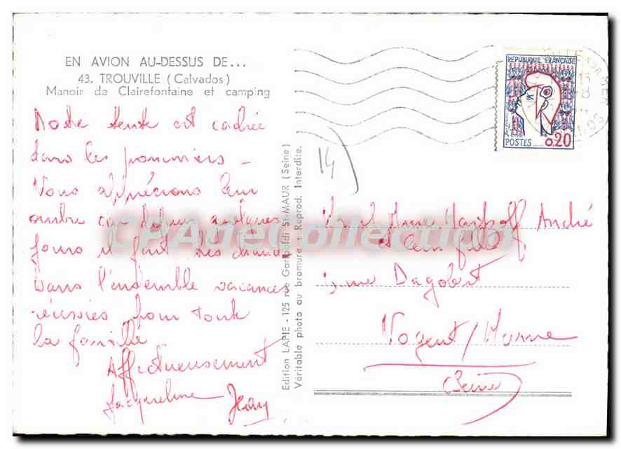 Vue aérienne du Manoir de Clairefontaine à Trouville — Édition Lapie — Achterkant