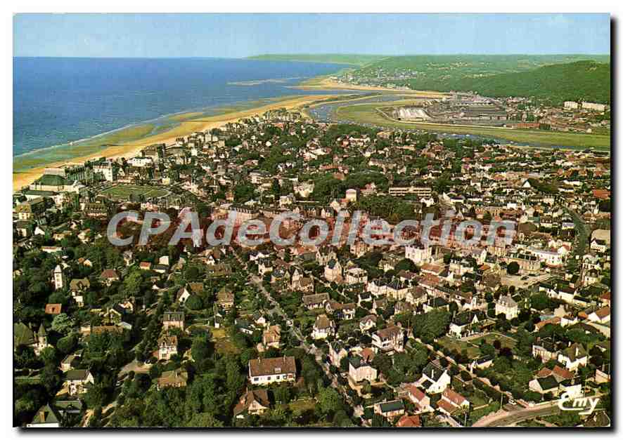 CPSM Cabourg Calvados vue generale aerienne de la station qui montre sa disposition en etoile 