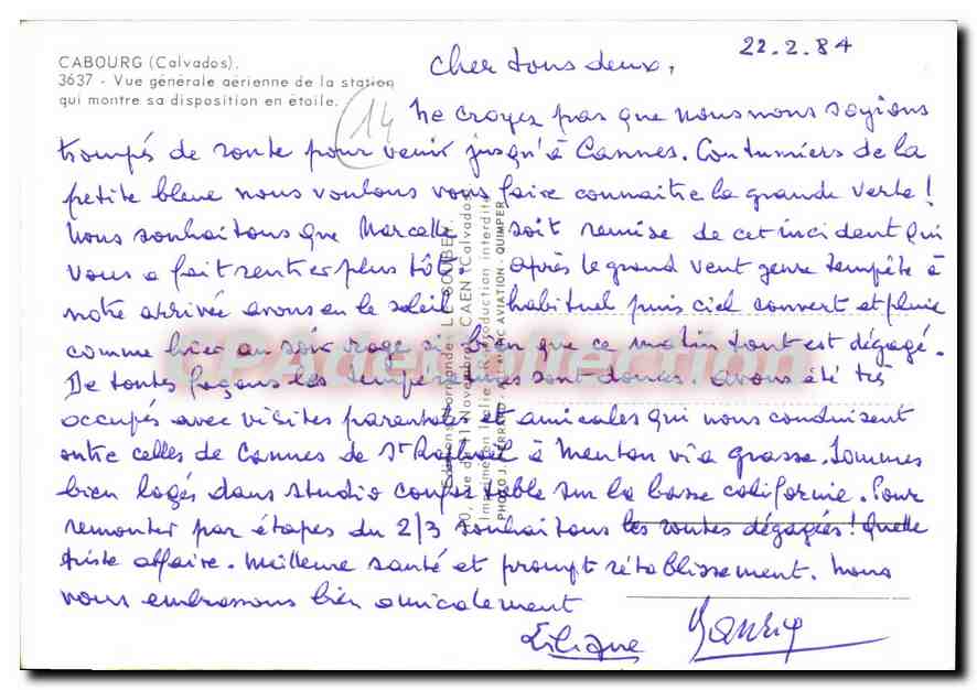CPSM Cabourg Calvados vue generale aerienne de la station qui montre sa disposition en etoile  — Rückseite