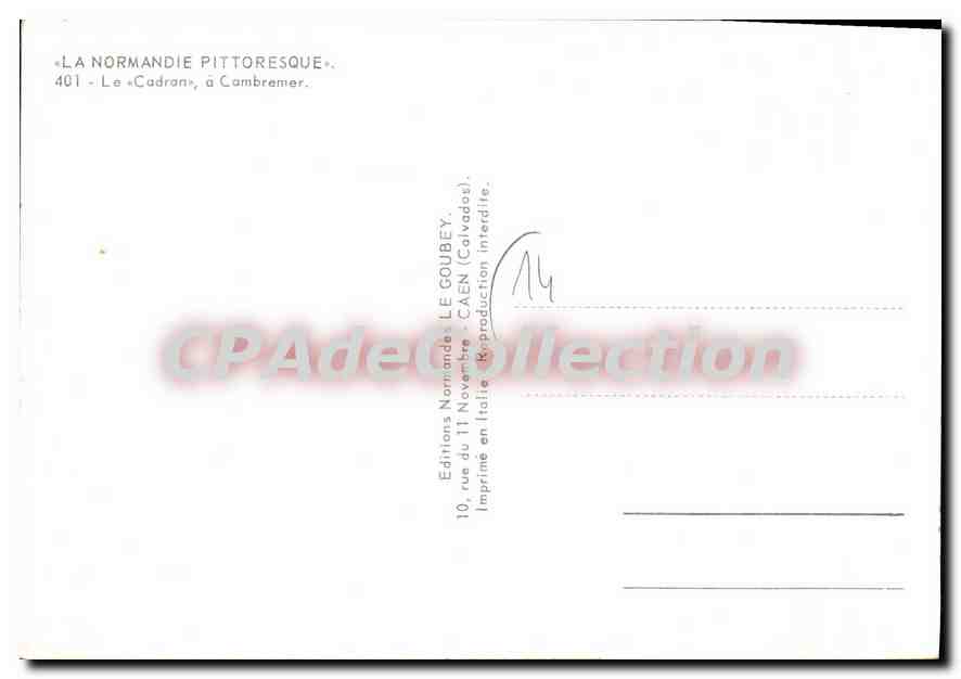 Le Cadran, à Cambremer — Éditeur Emy, n°401 — Verso
