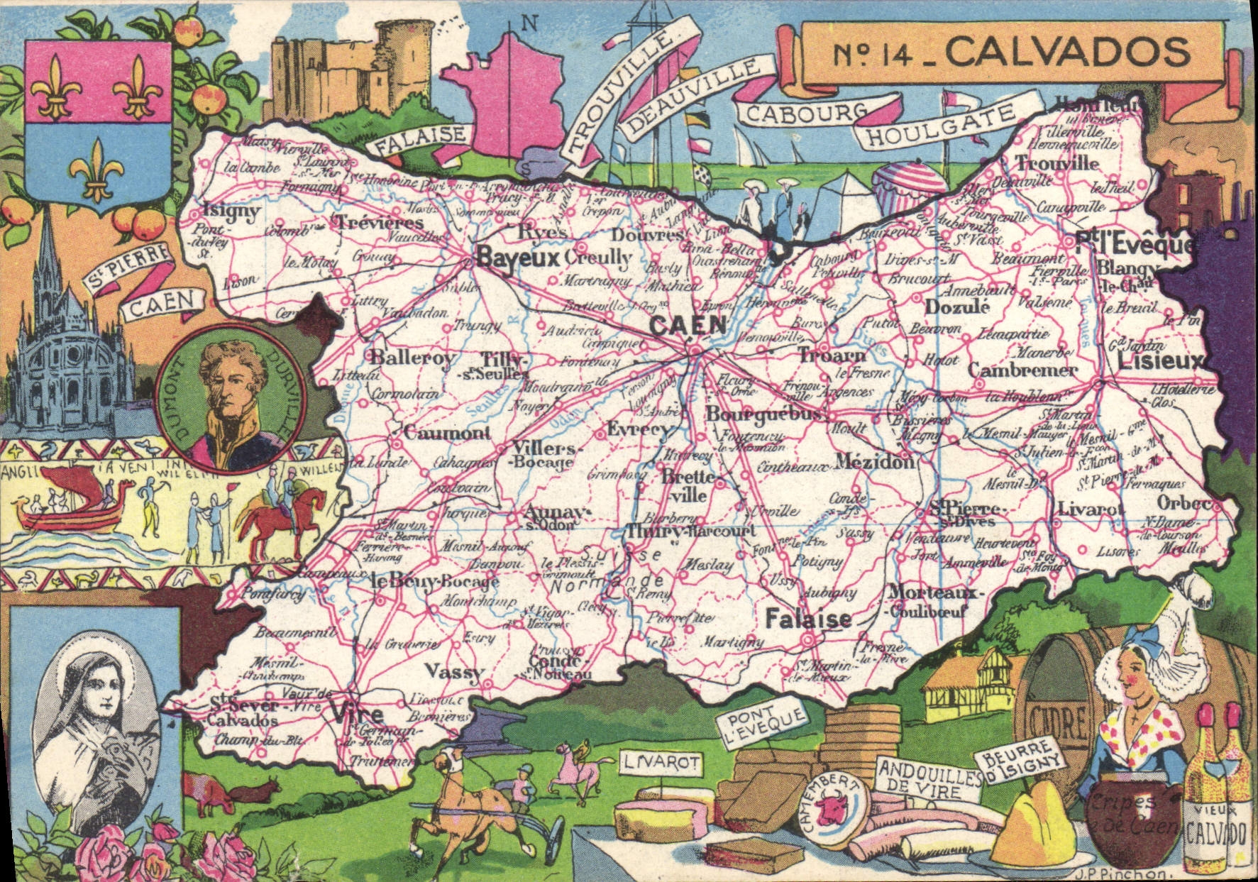 CPSM Calvados Forme en 1790 d'une parne de la Normandie Caen St Pierre Falaise Trouville Deauville C