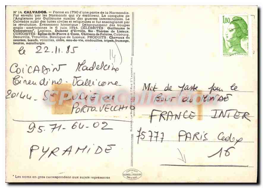 CPSM Calvados Forme en 1790 d'une parne de la Normandie Caen St Pierre Falaise Trouville Deauville C — Rückseite
