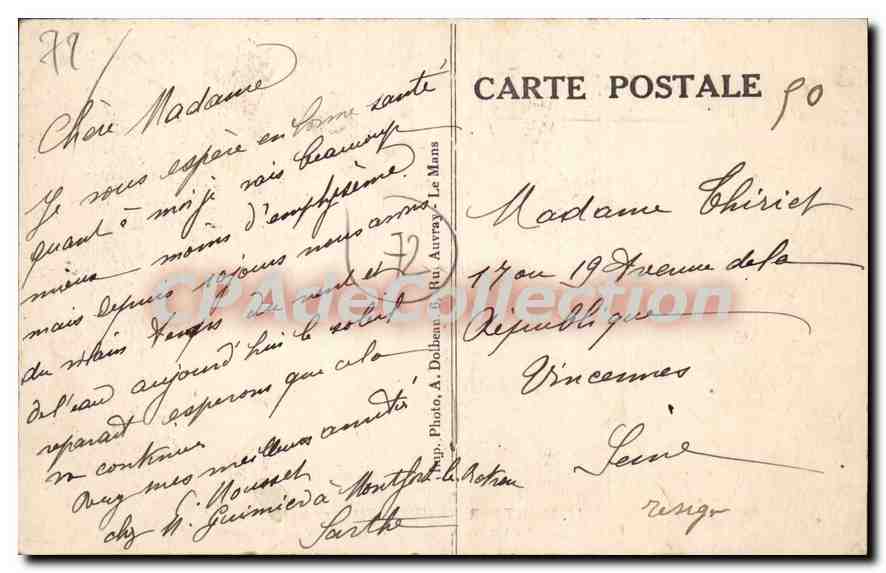 CPA Montfort le Rotrou Sarthe entree principal du chateau les Pavillons  — Verso