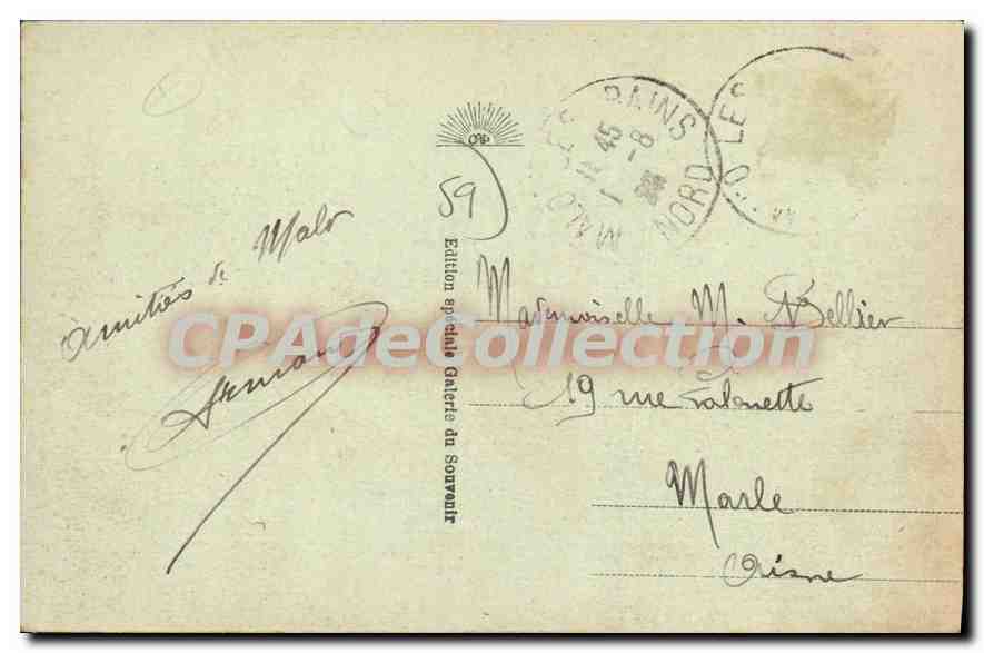 Malo-les-Bains — La Plage et les Villas — Édition spéciale Galerie du Souvenir — Rückseite