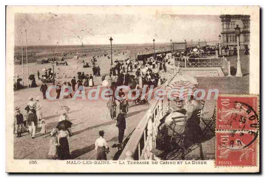 MALO-LES-BAINS — LA TERRASSE DU CASINO ET LA DIGUE — Imp. LÉVY FILS ET CIE, PARIS