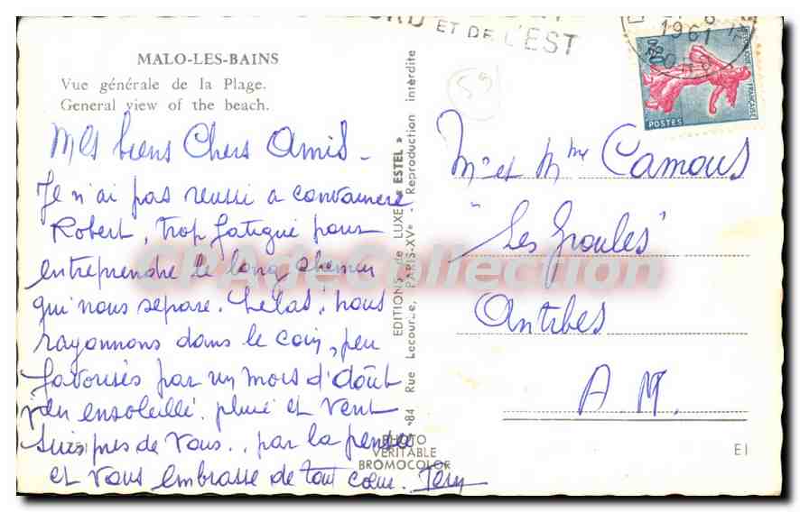 Malo-les-Bains — Vue générale de la plage — Estel — Rückseite