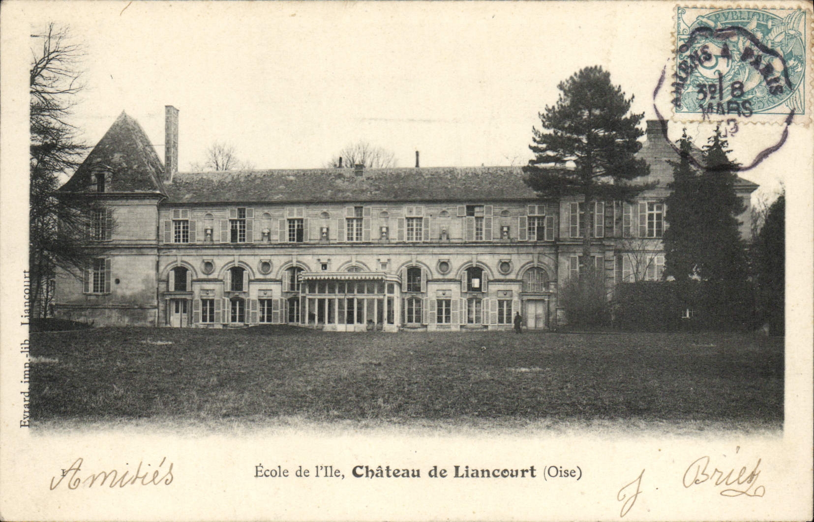 Château de Liancourt (Oise) — École de l'Île — Éditeur Évuard, imp. lib. Liancourt
