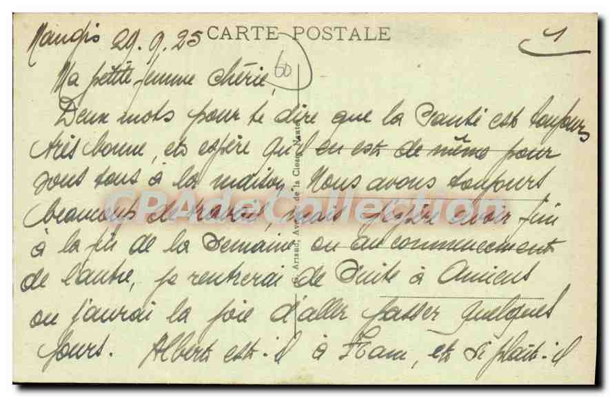 CPA Beauvais Monument aux Morts pour la Patrie  — Rückseite