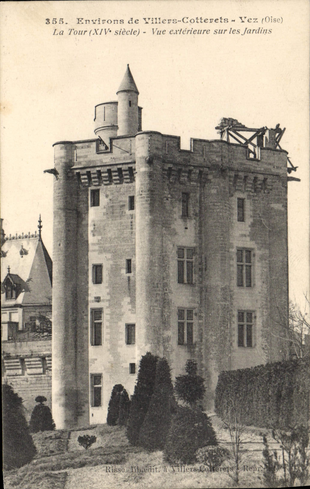 La Tour (XIVe siècle) - Vue extérieure sur les jardins - Risse Rhédit, à Villiers-Cotterets - Repr. 355