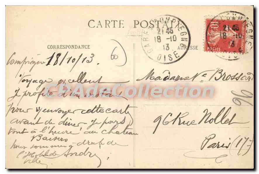 CPA E D Compiegne La Place de l'Hotel de Ville  — Rückseite