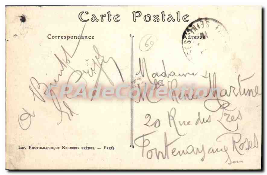 Senlis — Ruines après passage des Allemands (septembre 1914) — Propriété de M. le Capitaine Fenwick — Éditeur Royer, 22 rue Caille, Paris — Reverso