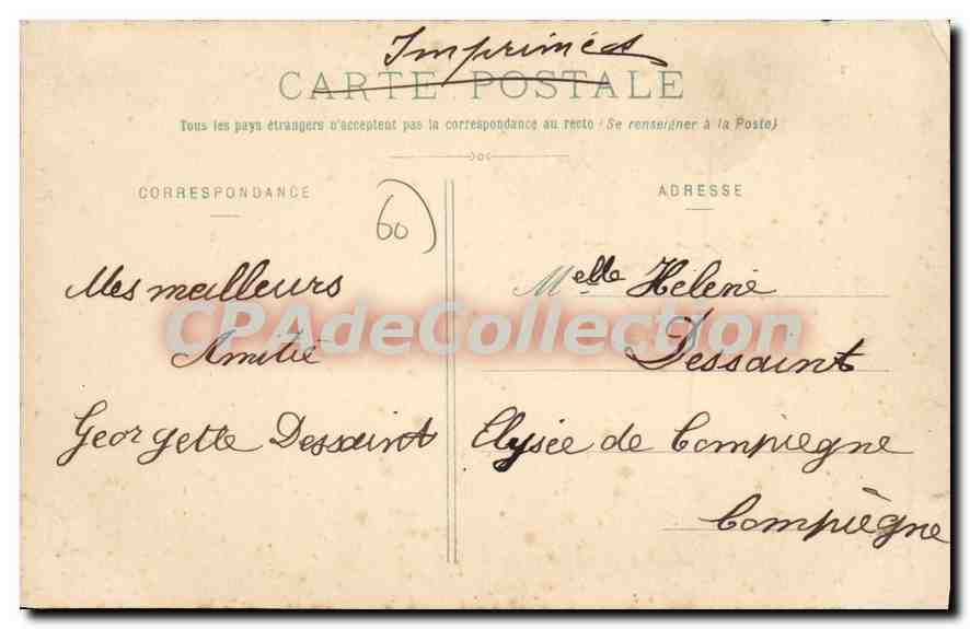 CPA Foret de Compiegne L'Elysee de Compiegne et la Gare de Rethondes  — Rückseite